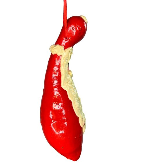 Vintage Gourd Santa Claus Hanging Christmas Ornament Red White - Picture 5 of 12